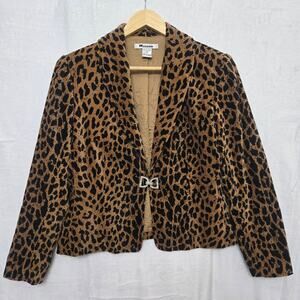 Nygard Womens Vtg Y2K Velvet Leopard Mob Wife Baddie Glam Rhinestone Blazer 12